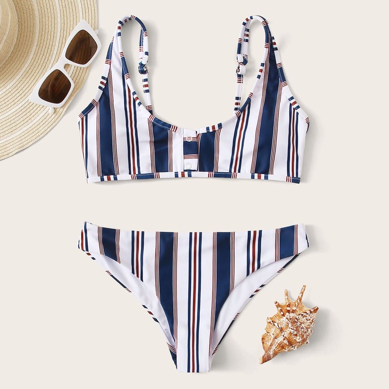 

Striped Bikini Swimsuit, Multicolor