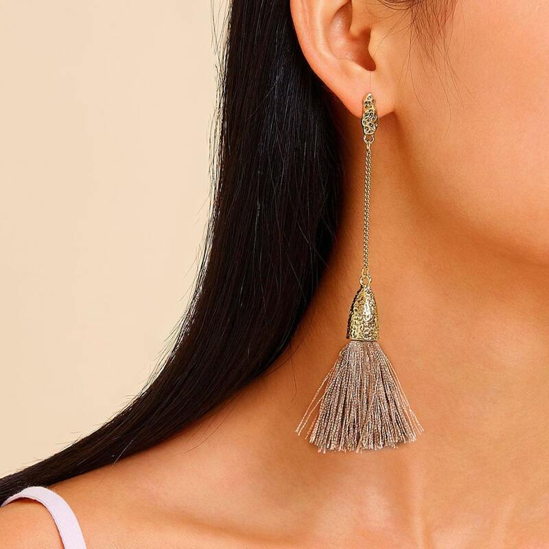 

1pair Tassel Charm Drop Earrings, Multicolor