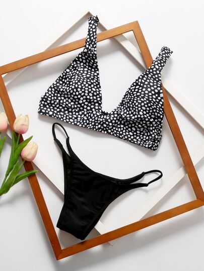 Dalmatian Triangle Thong Bikini Swimsuit