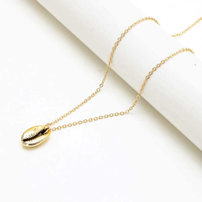 

1pc Metal Shell Charm Necklace, Gold