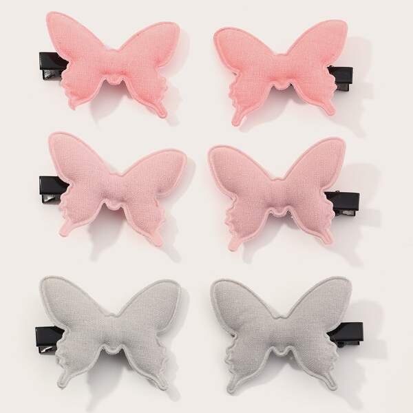

6pcs Toddler Girls Butterfly Decor Hair Clip, Multicolor