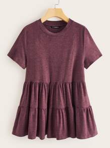 SHEIN EZwear Marled Knit Smock Top