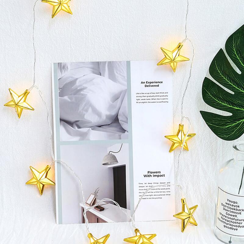 

10pcs Star Shaped String Light, Yellow