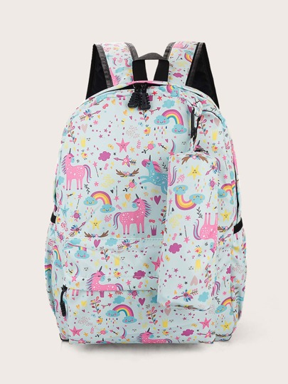 Cartoon Graphic Pocket Detail Backpack