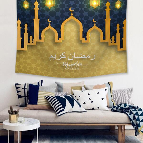 

1pc Lantern & Building Print Tapestry, Multicolor