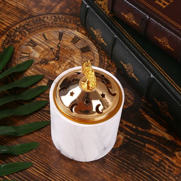 

1pc Marble Pattern Incense Burner, White