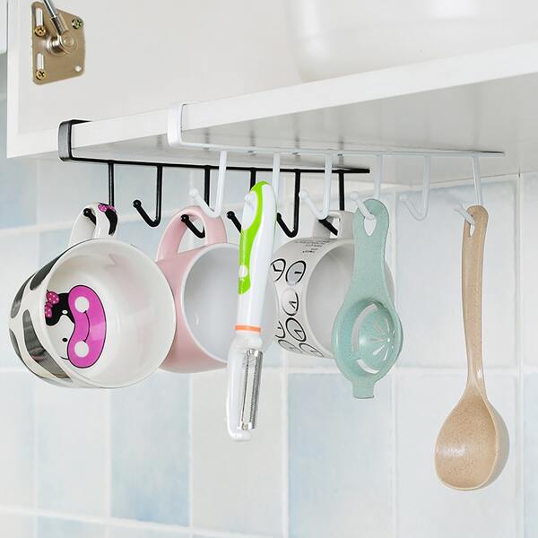 

1pc Multifunction Cabinet Hanging Iron Hook, Black and white