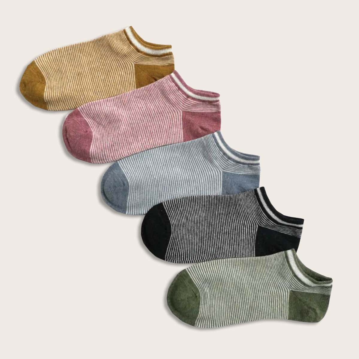 

5pairs Striped Pattern Ankle Socks, Multicolor