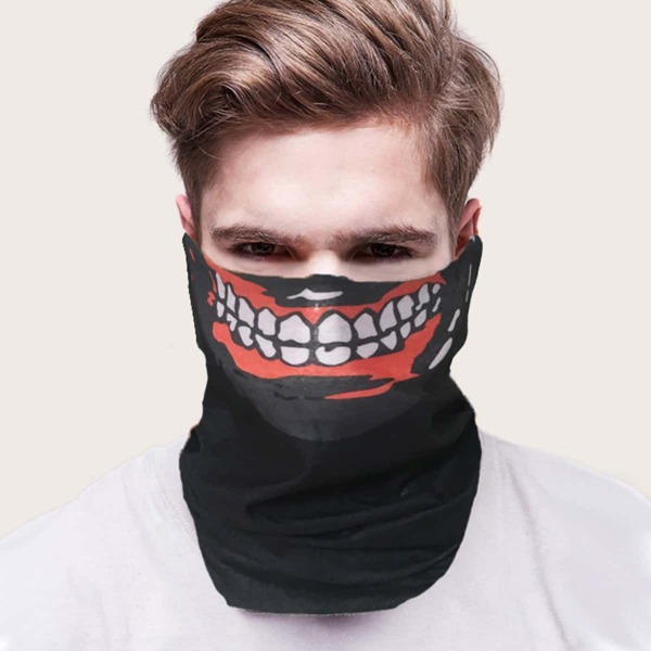 

Men Teeth Pattern Scarf, Black