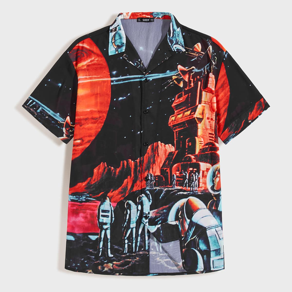 

Guys Notch Collar Graphic Shirt, Multicolor