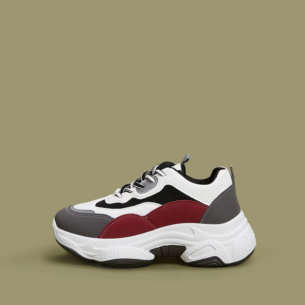 

Lace-up Front Color-block Chunky Sneakers, Multicolor