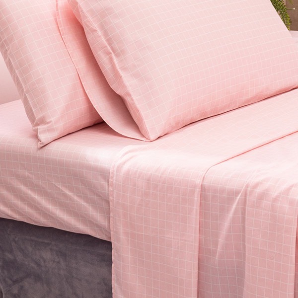 

Plaid Print Bedding Sets Without Filler, Pink