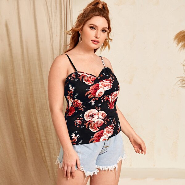 

Plus Floral Print Cami Top, Multicolor