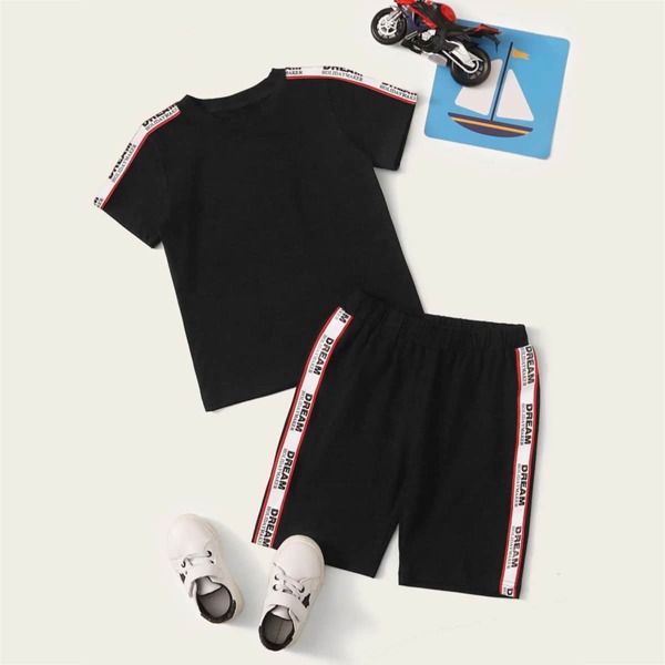 

Toddler Boys Tee & Letter Graphic Shorts, Black