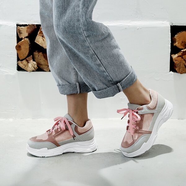 

Lace-up Front Wide Fit Sneakers, Multicolor
