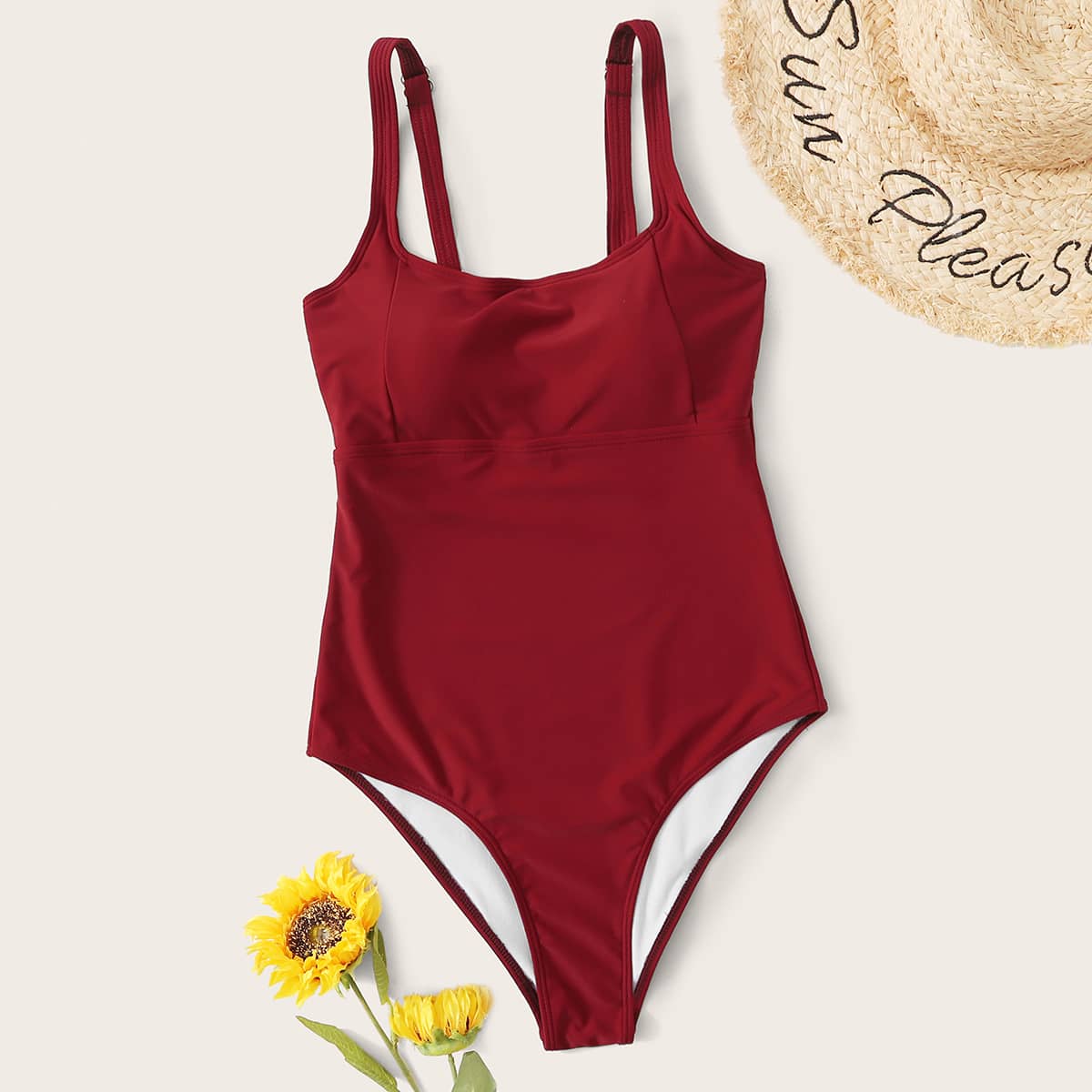 

Padded One Piece Swimsuit, Burgundy