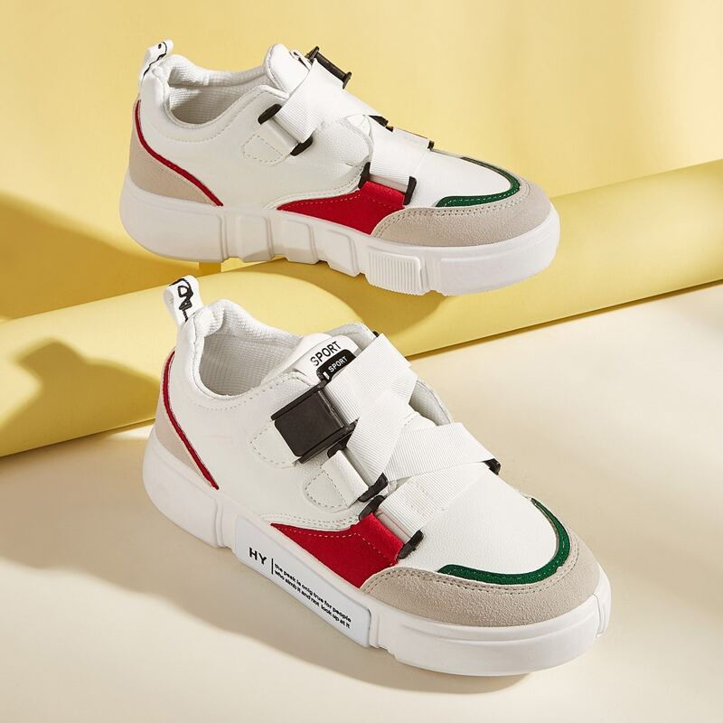 

Colorblock Velcro Strap Sneakers, White