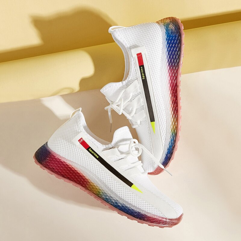 

Rainbow Lace-up Front Sneakers, White
