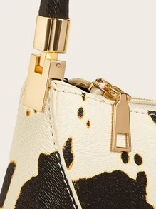 Cow Pattern Zipper Decor Tote Bag Cow Pattern Zipper Decor Tote Bag