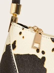 Cow Pattern Zipper Decor Tote Bag Cow Pattern Zipper Decor Tote Bag