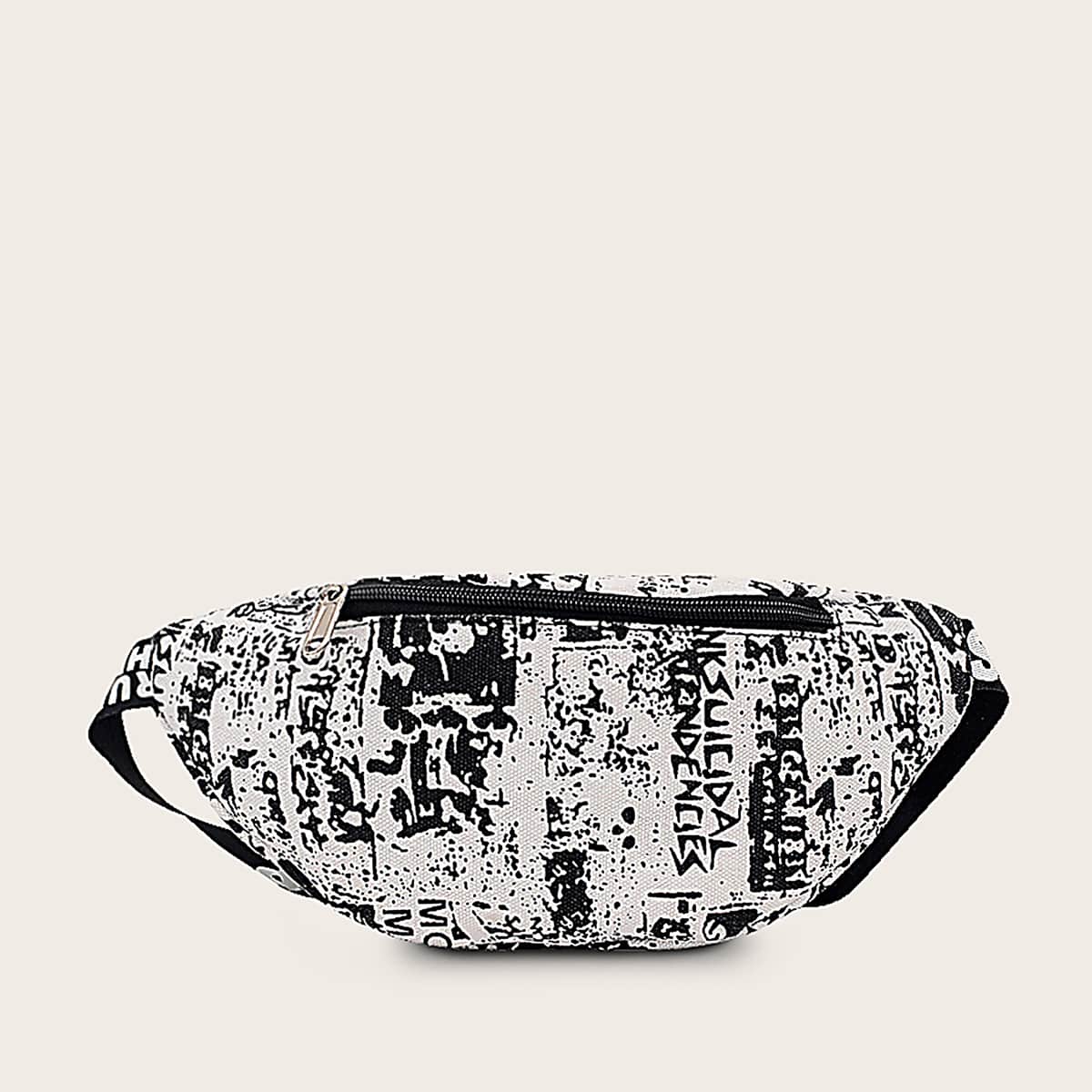 

Letter Graphic Fanny Pack, Black and white