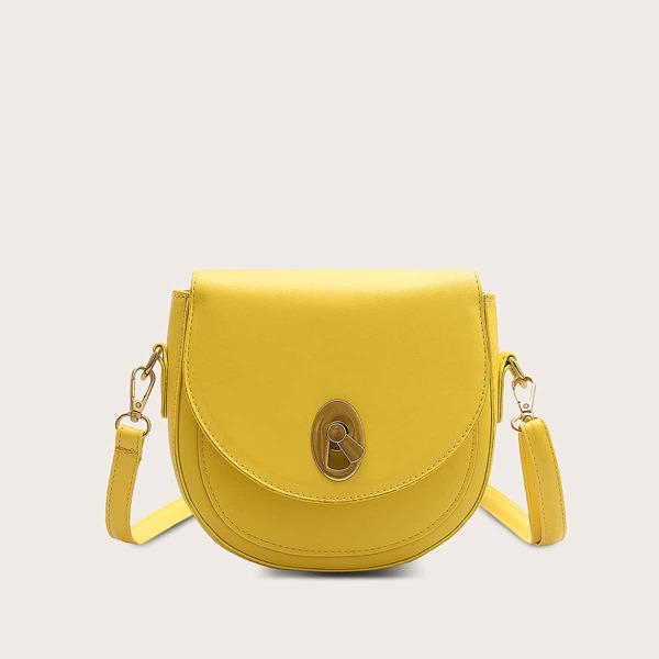 

Minimalist Metal Lock Saddle Bag, Yellow