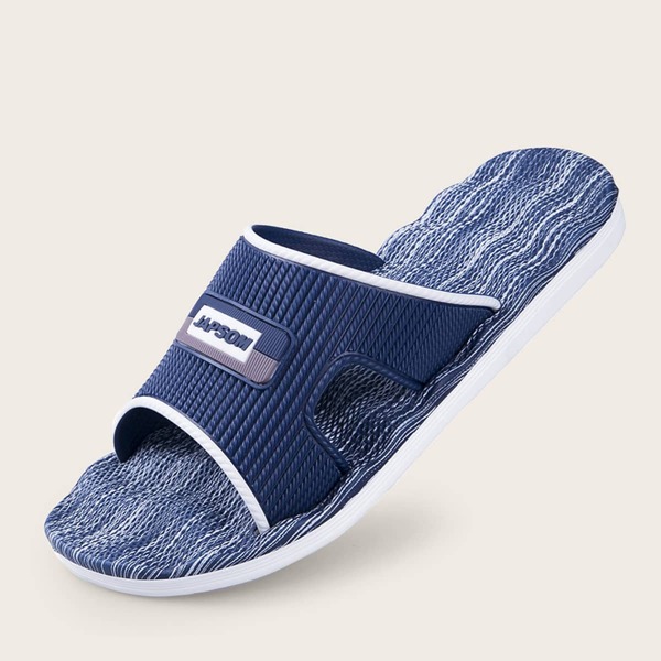 

Men Textured Letter Graphic Sliders, Navy