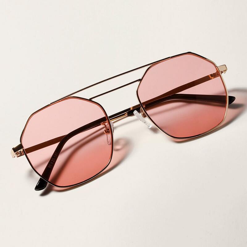 

Top Bar Metal Frame Sunglasses With Case, Pink