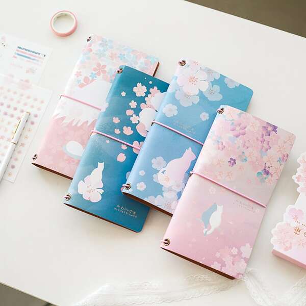

1pack Cherry Blossoms Print Cover Notebook