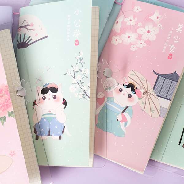 

1pack Cartoon Cat Print Cover Notebook