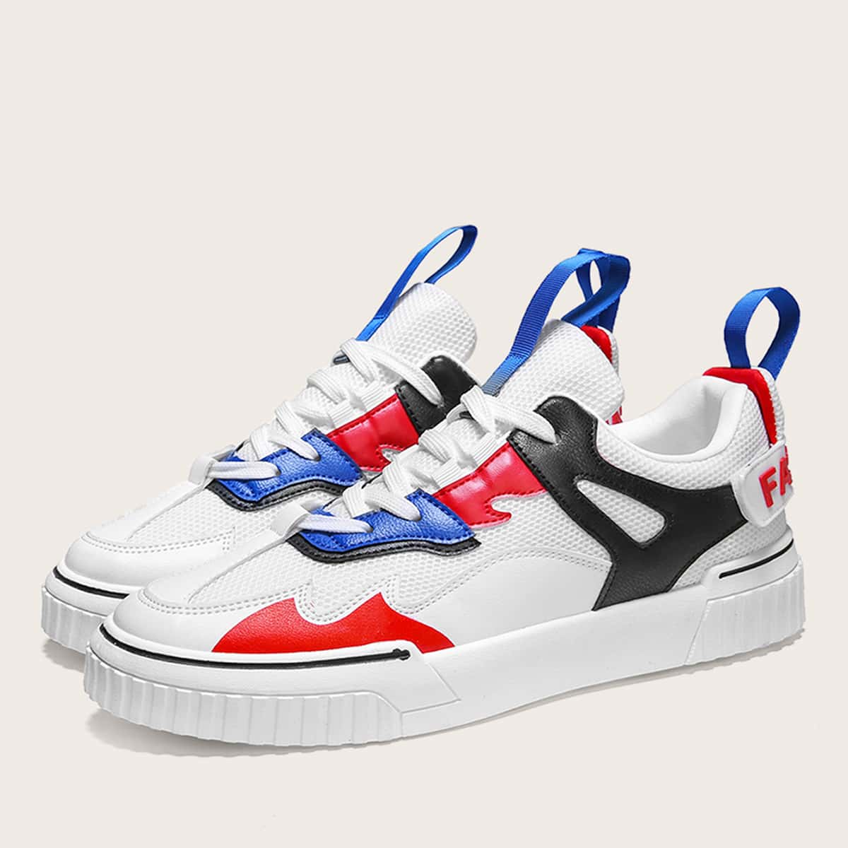 

Guys Lace-up Front Colorblock Sneakers, White