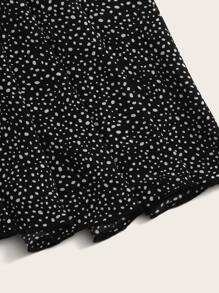 GlowEve CURVE Plus Allover Print Elastic Waist Midi Skirt - Black - View 5