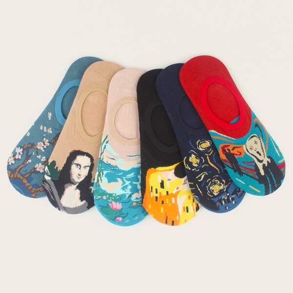 

6pairs Cartoon Graphic Invisible Socks, Multicolor