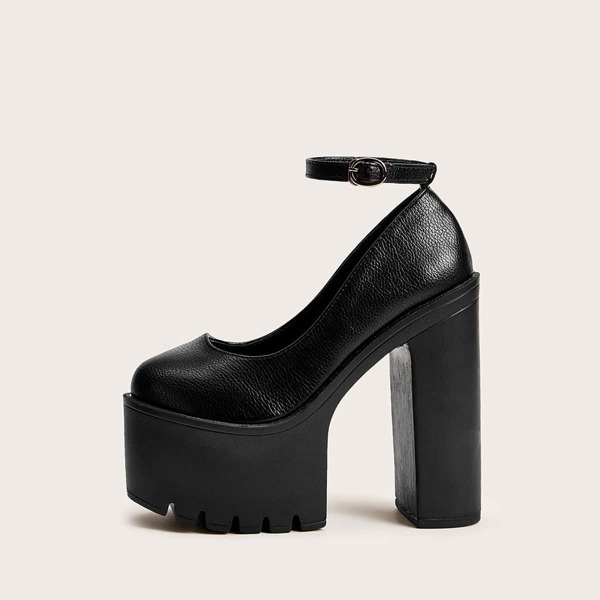

Туфли с массивным каблуком и ремешком, Чёрный