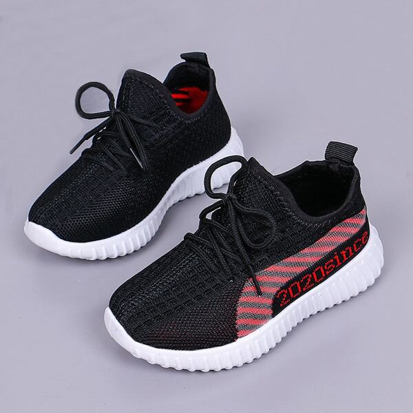 

Toddler Girls Lace-up Front Knit Sneakers, Black