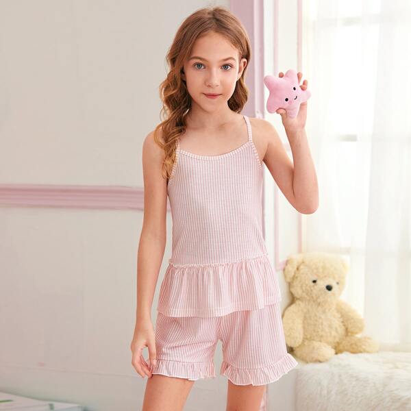 

Girls Striped Cami PJ Set, Pink