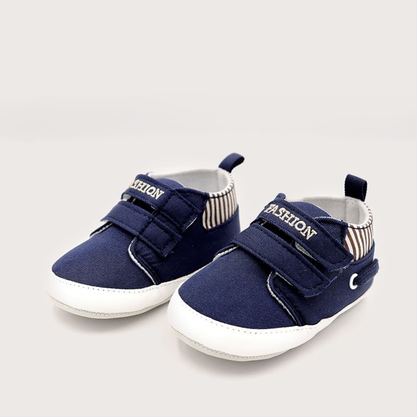 

Baby Boy Letter Embroidery Velcro Strap Sneakers, Navy