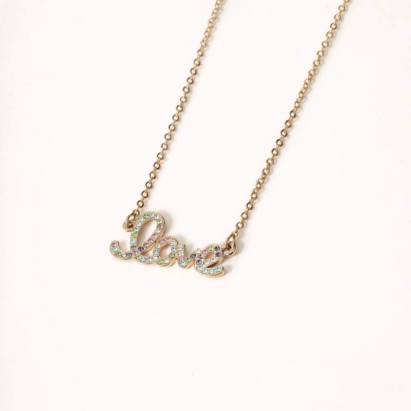 

1pc Colorful Rhinestone Engraved Letter Design Necklace, Gold