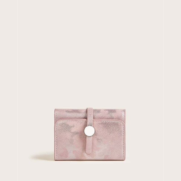 

Fold Over Snap Button Purse, Pink