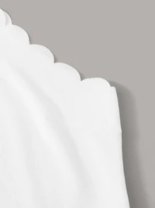 SHEIN Scallop Trim Halter Top - White - View 4