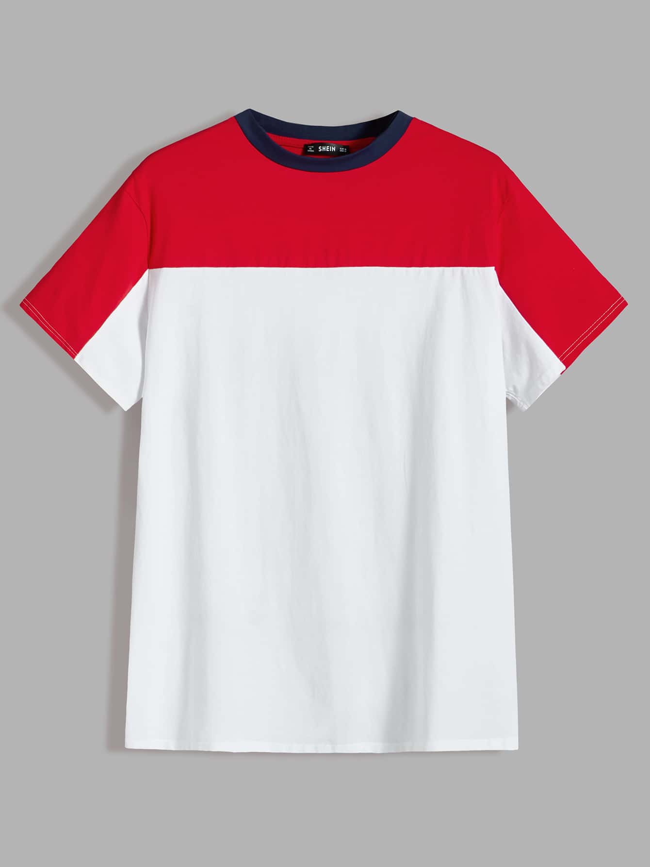 Camiseta de hombres de color combinado de cuello en Camisa de hombres de color combinado de cuello en contraste