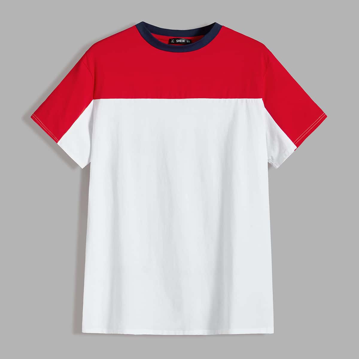 

Guys Contrast Neck Colorblock Tee, Multicolor