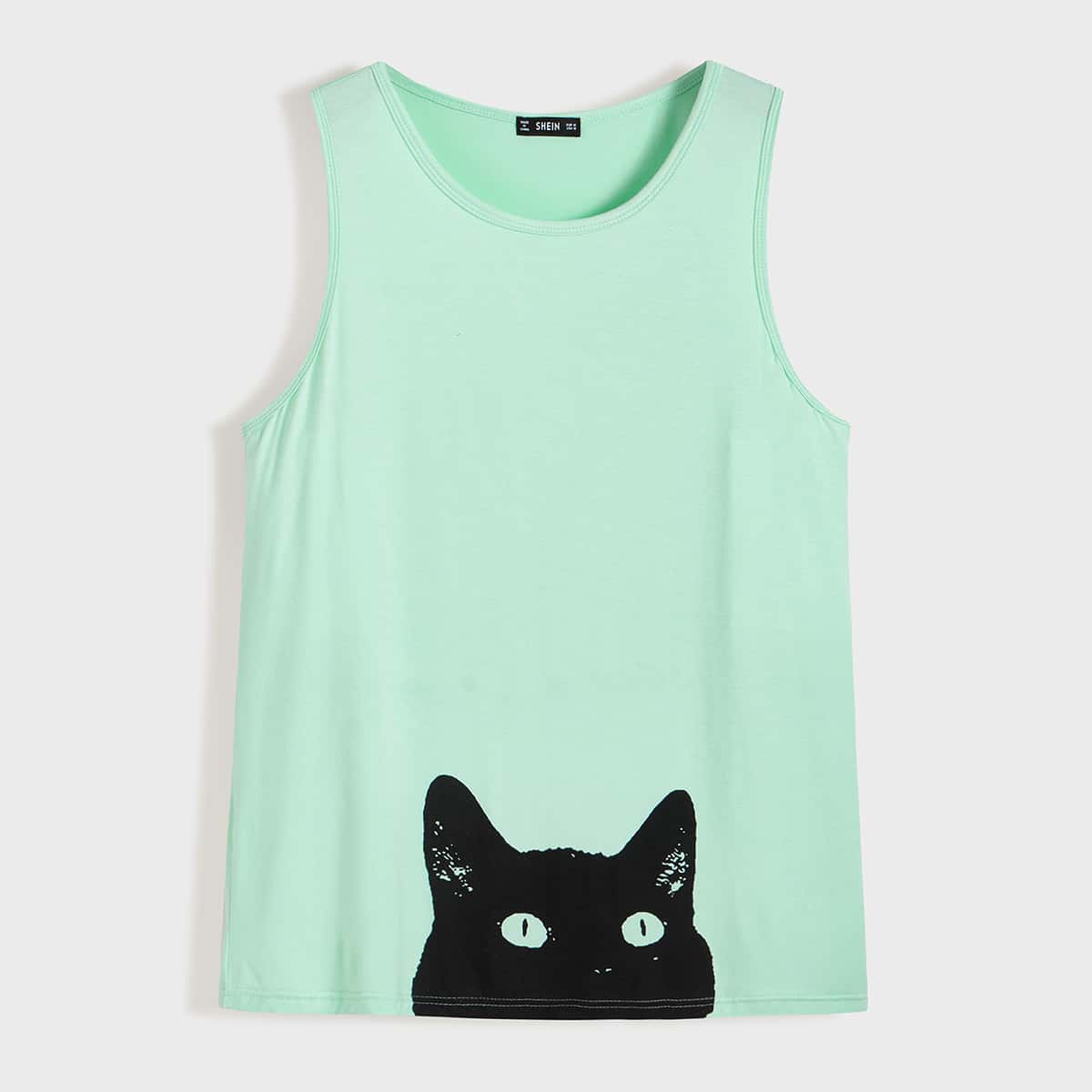 

Guys Cartoon Graphic Tank Top, Green