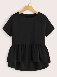 SHEIN Plus Raglan Sleeve Peplum Top