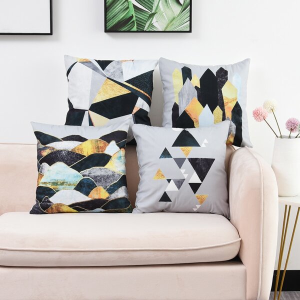 

Чехол подушки с геометрическим узором без наполнителя 1шт, Многоцветный