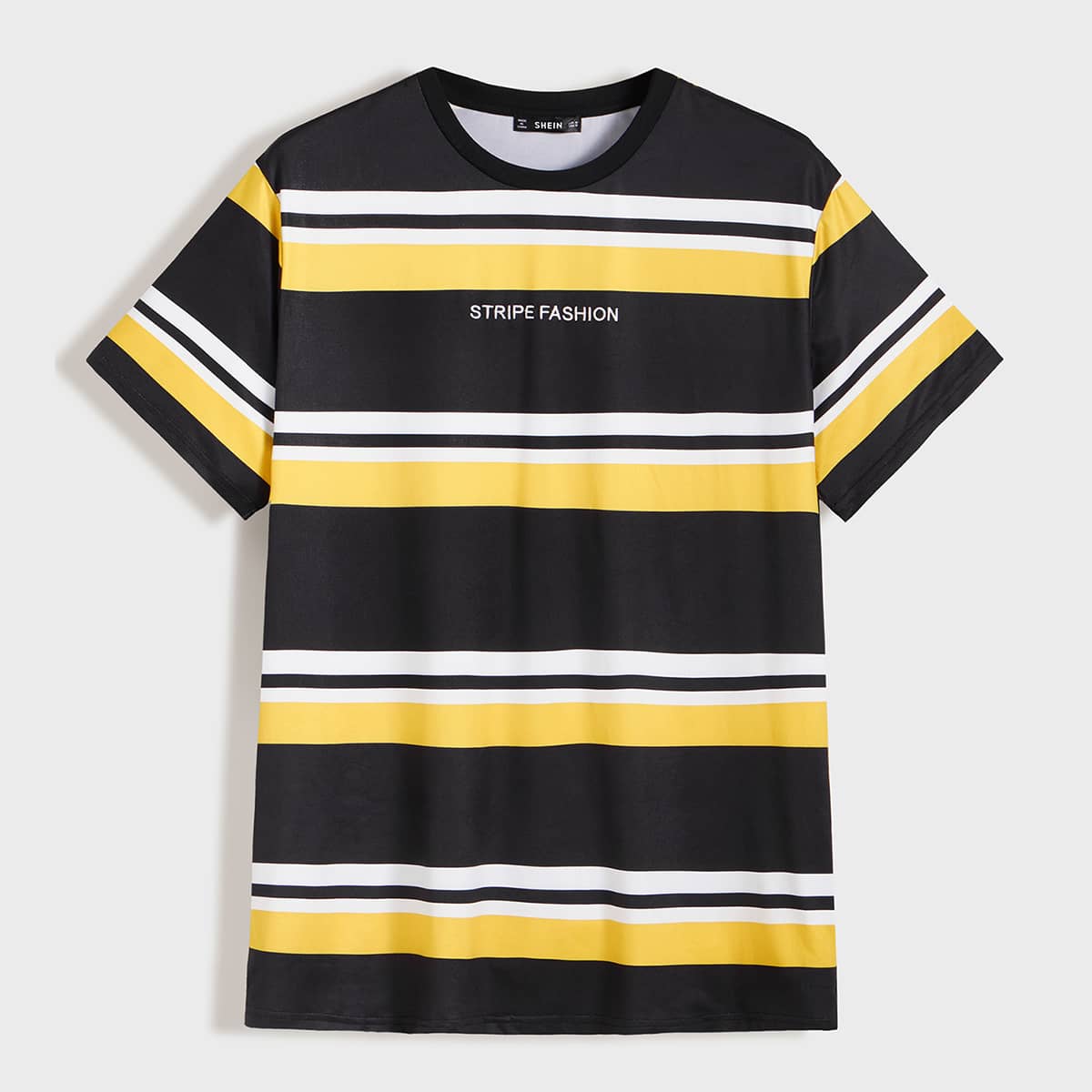 

Guys Embroidered Slogan Striped Tee, Multicolor