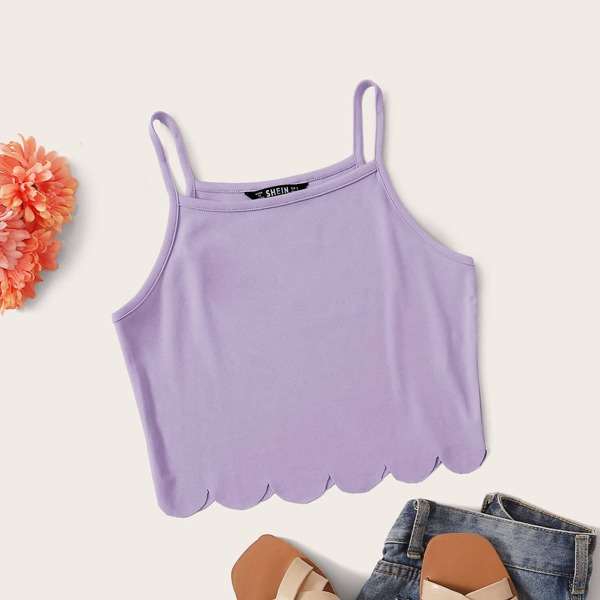 

Scallop Hem Crop Cami Top, Purple pastel