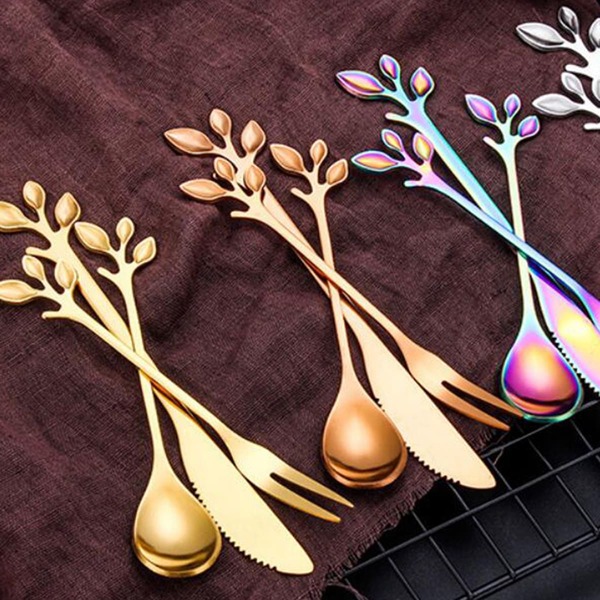 

3pcs Leaf Design Cutlery Set