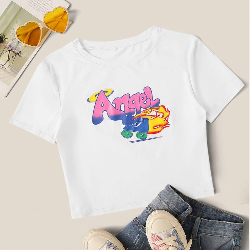 

Letter Graphic Round Neck Tee, White