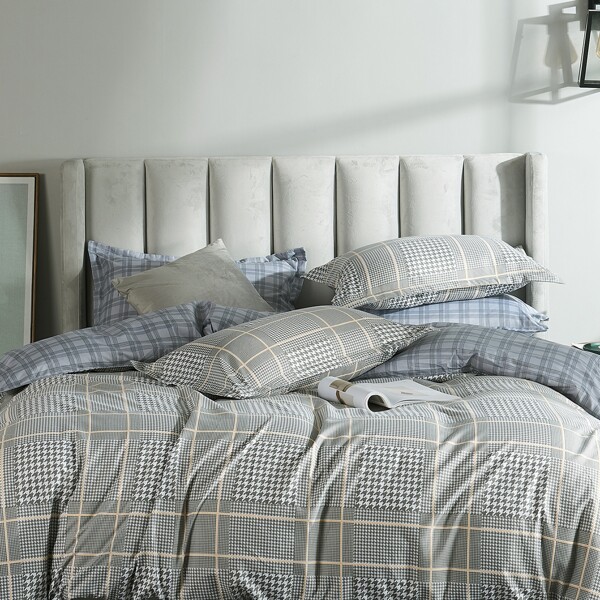 

Houndstooth Pattern Bedding Set Without Filler, Grey